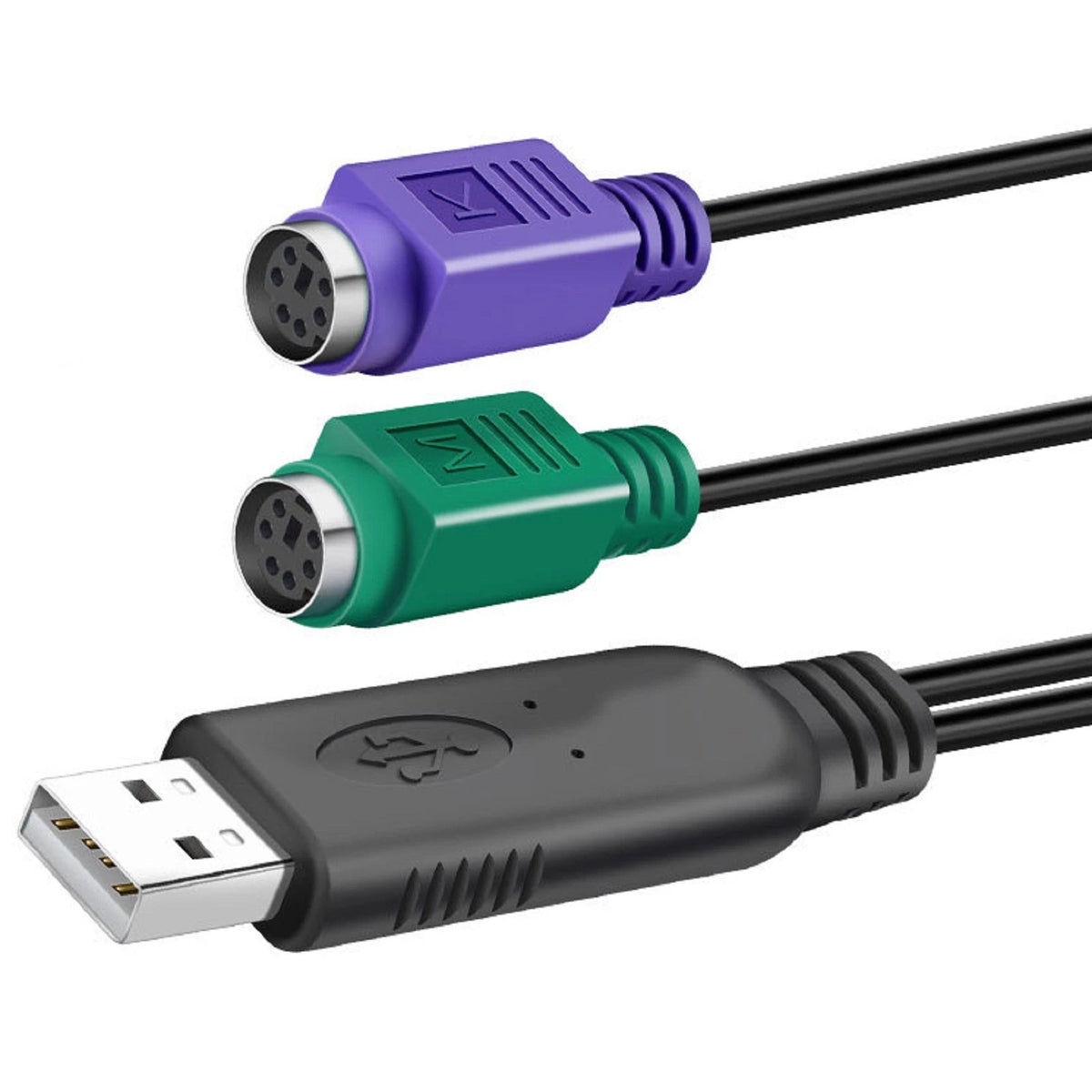 USB M to PS2 PS/2 F Extension Cable Y Splitter Connector For Keyboard Mouse
