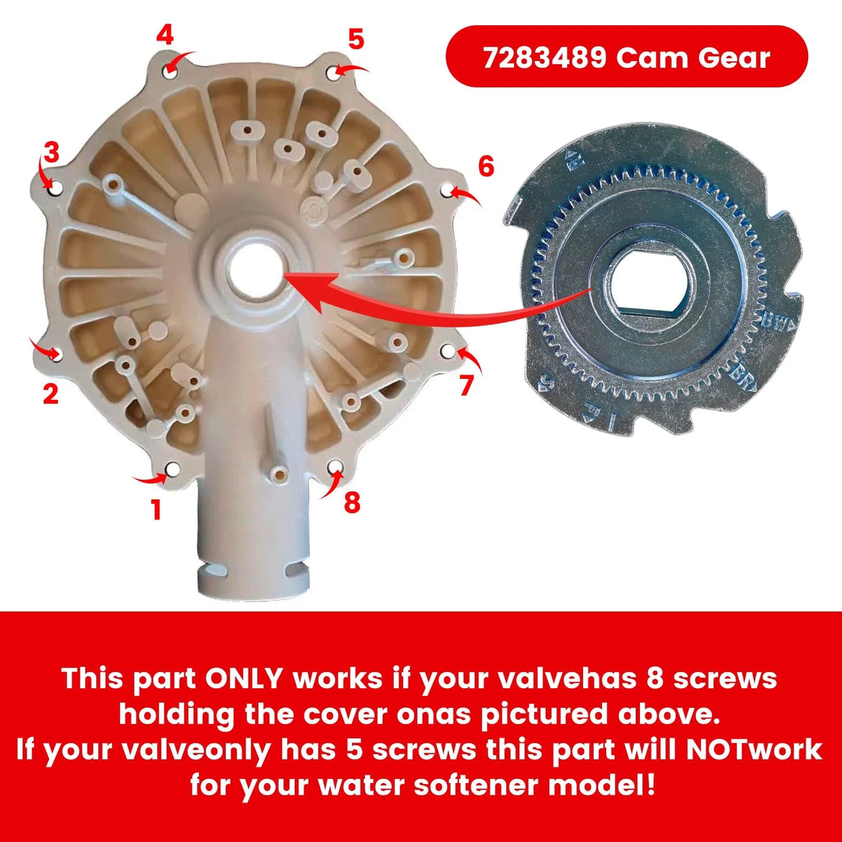 7384691 7286039 Water Softener Motor and Cam Gears Kit for High Flow Ferrous