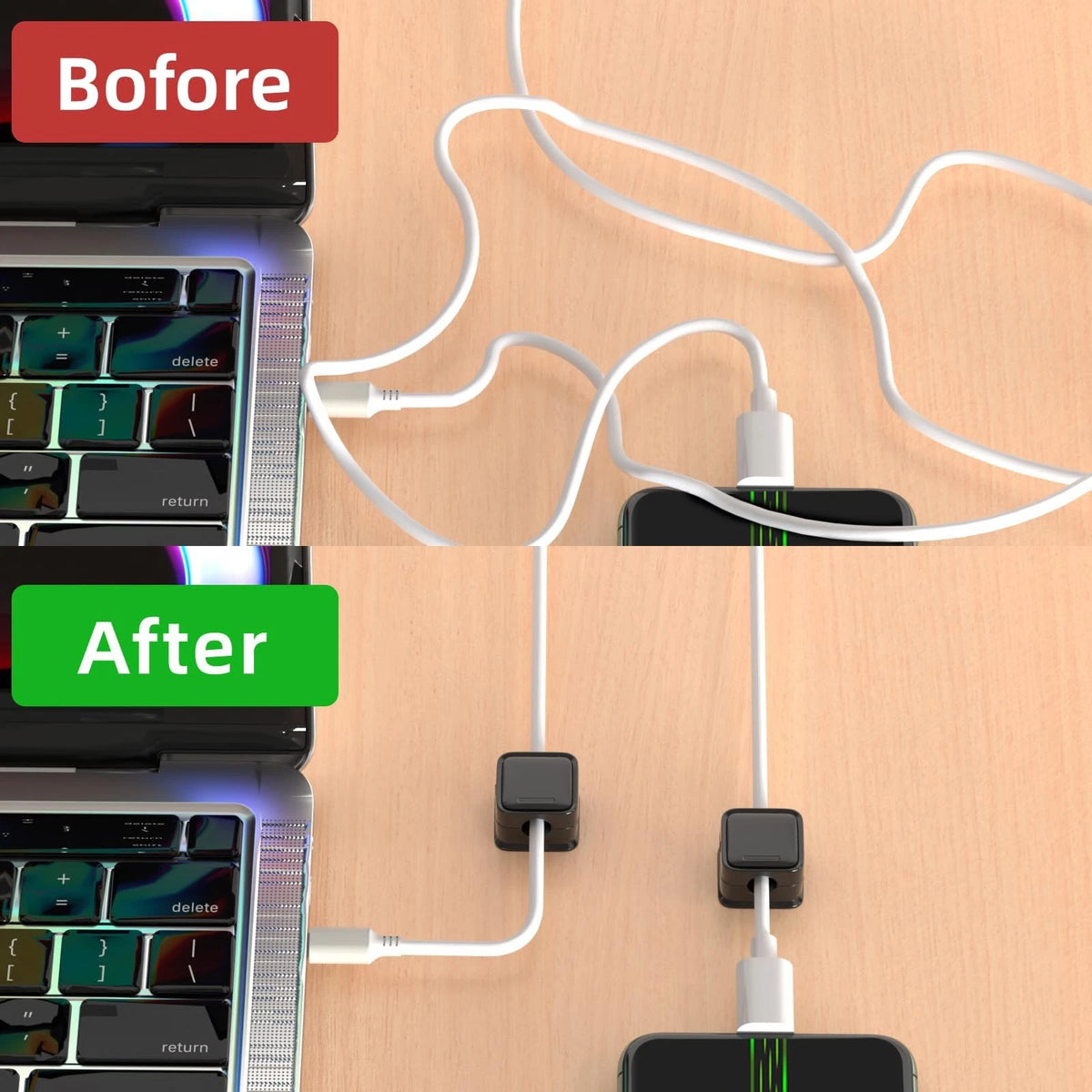 8 Pack Cord Organizer Holder,Costop Strong Adhesive Desk Cable 8Pack, Black