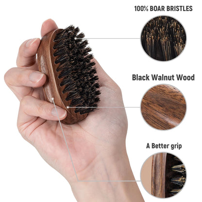 BFWood Small Travel Beard Brush - Natural Boar 1 Count (Pack of 1), Black