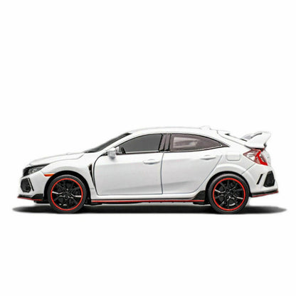 1/32 White Model Car Diecast Toy Collection Sound&Light For Honda Civic Type R D