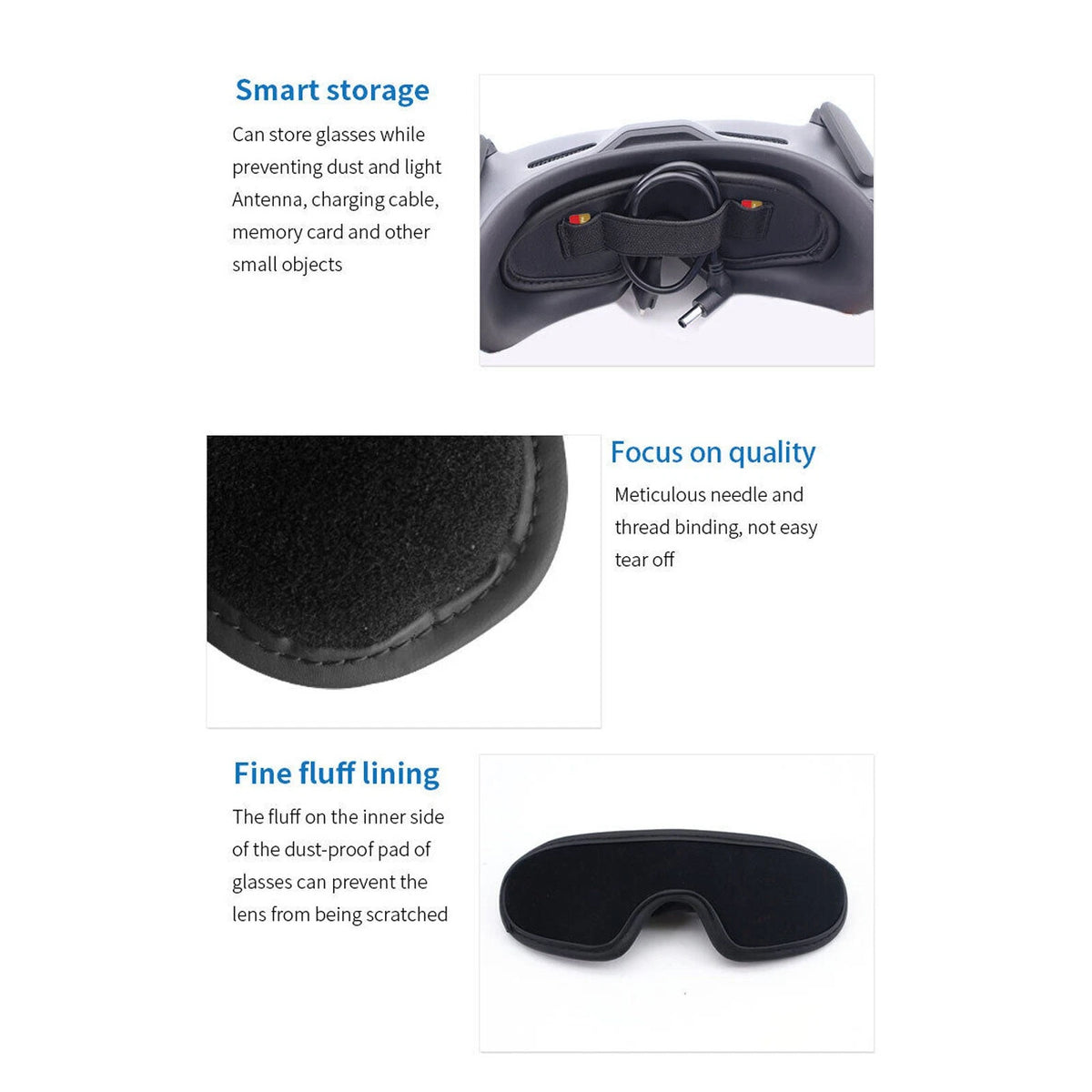 Glasses Battery Case Box Lens Shading Pad Charging Cable for DJI Goggles 2