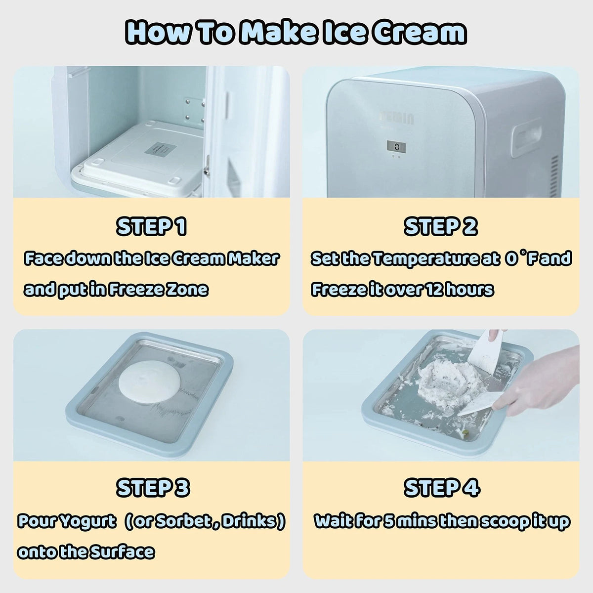 JoyMech Ice Cream Roll Maker Rolled Machine, Sky Blue, Blue