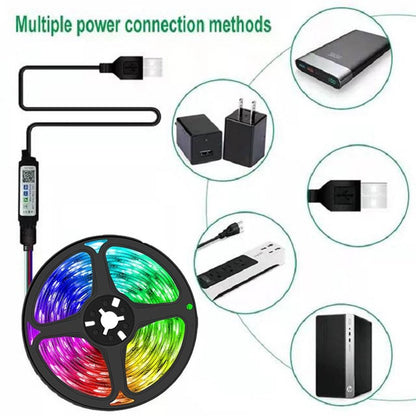5M 16ft LED Strip Lights RGB 5050 Colour Changing Tape TV Cabinet Kitchen