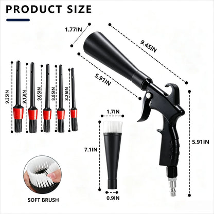 XLfacai Tornado Detailing Car Cleaning Gun with Metal Size2, Black Brush