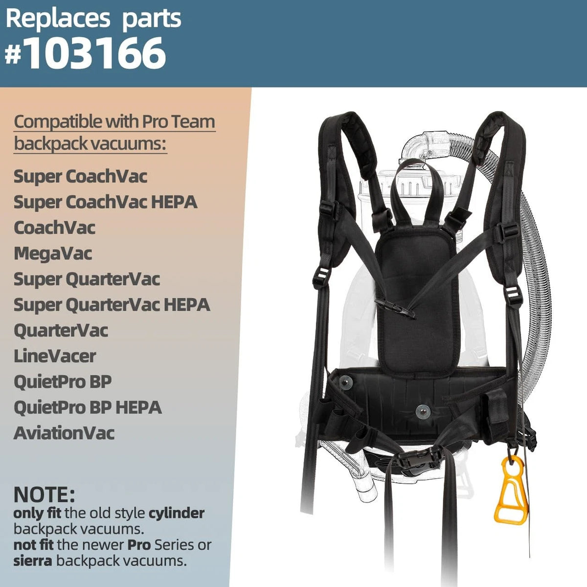 Backpack Vacuum Harness Compatible with Pro Team SuperCoach, CoachVac, Super...
