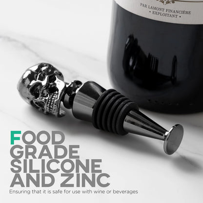 Homestia Skull Wine Stopper, Bottle Stopper Saver, m, Black