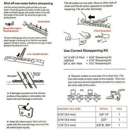 Chainsaw Sharpening File Kit, Chain Sharpener - 8 Packs - 3 Round...