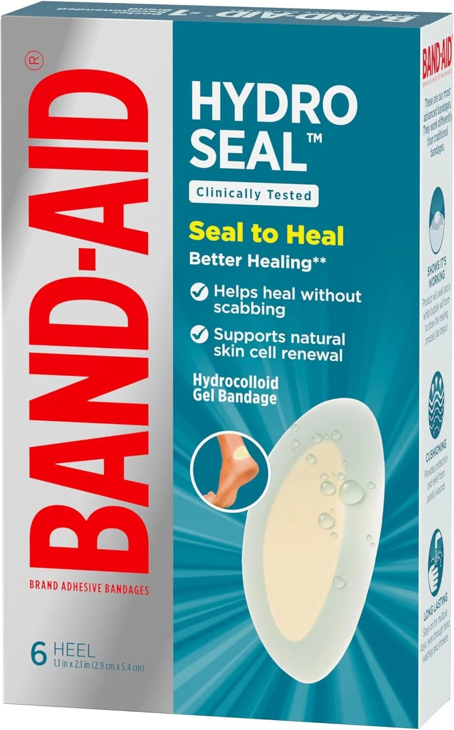 Band-Aid  Hydro Seal Adhesive Bandages for Heel 6 Count (Pack of 1)