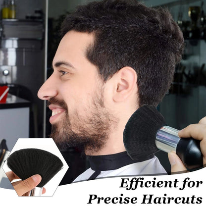 Barber Brush and Neck Duster Set - 2 Piece Professional Black