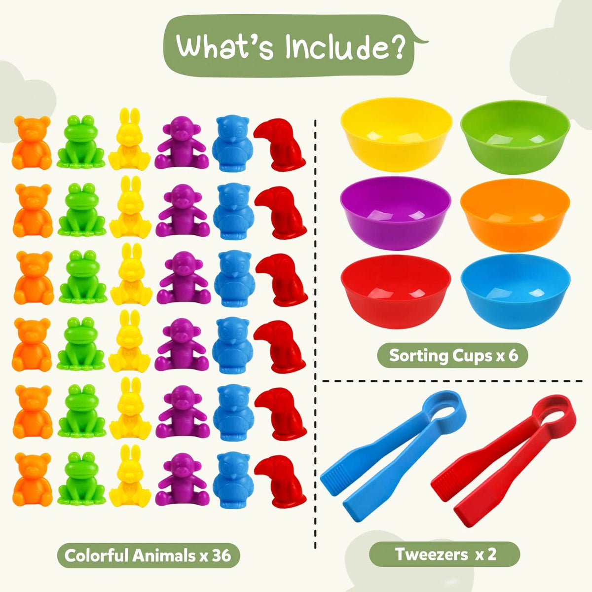 TSYAN Counting Animals Matching Games Sensory Toys with Medium, Multicolor