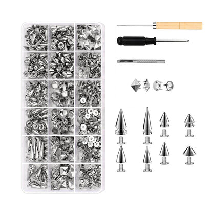 DIY Leather Jacket Spikes and Studs Kit 455PCS Cone Square Dome with Tools