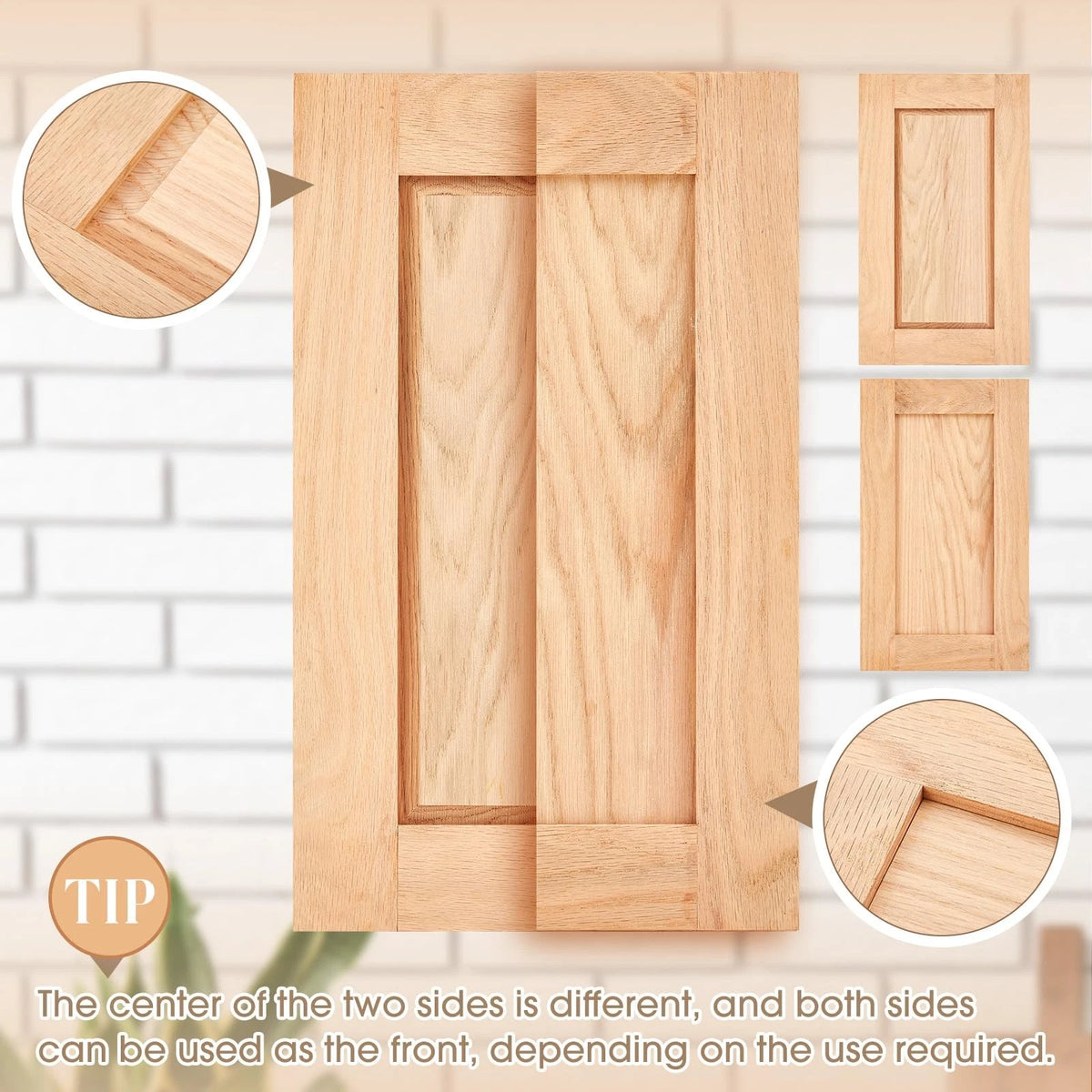 Memorywuu Unfinished Oak Kitchen Cabinet Door 13.25'' W X 22.5'' H, Brown