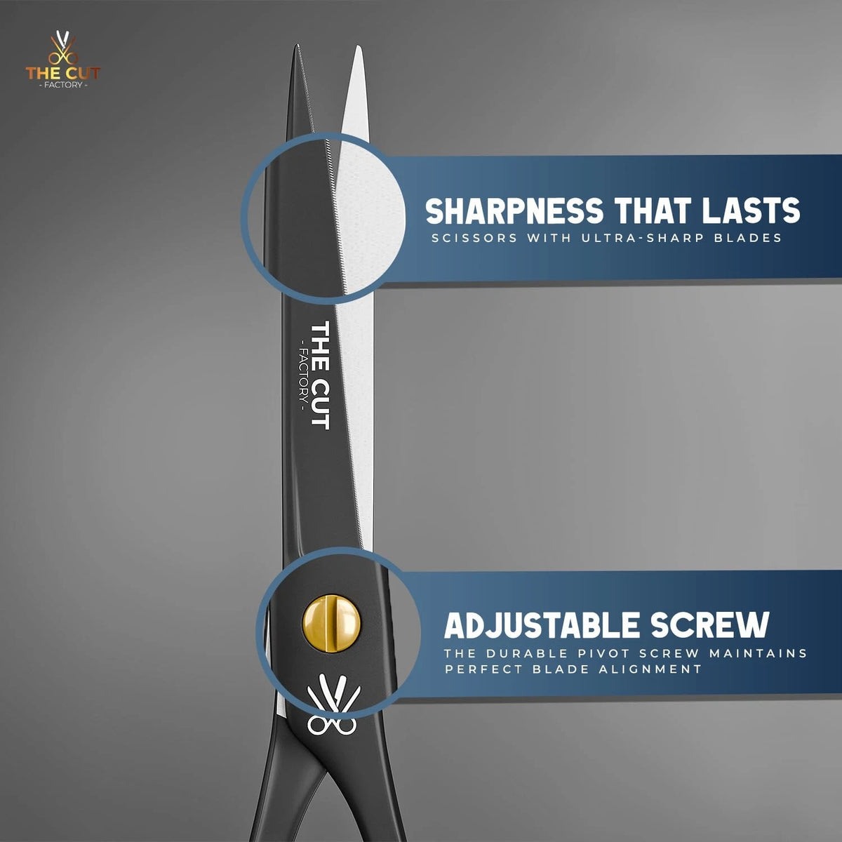 The Cut Factory® 6.5” Matte Black Luxury Hair Scissors – 6 Inches,