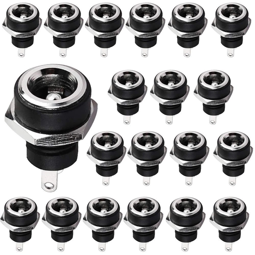 DIYhz 20 Pack 5.5mm x 2.1mm DC Power Jack, 24V 2.1 Jack 20pcs, Black