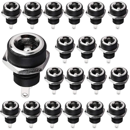 DIYhz 20 Pack 5.5mm x 2.1mm DC Power Jack, 24V 2.1 Jack 20pcs, Black
