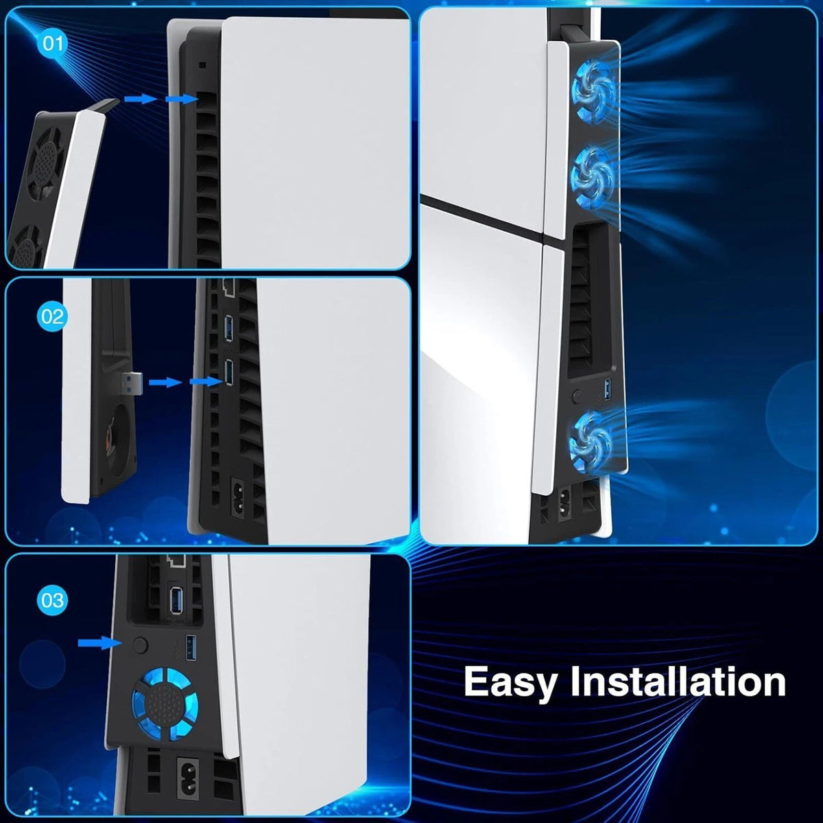 External Cooling Fan Cooler Game Accessories For Sony PlayStation 5 Slim Console
