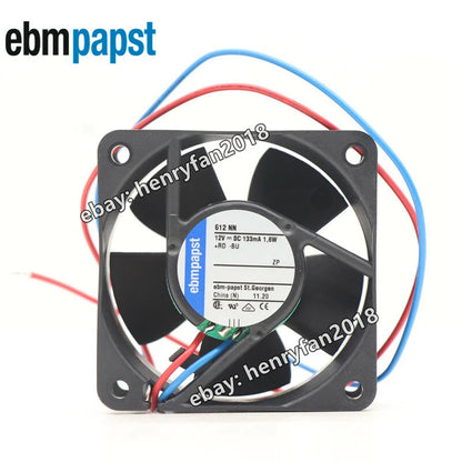 Ebmpapst 612NN Axial Fan DC 12V 133mA 1.6W 40m3/h 5000RPM 60*60*25MM Cooling Fan