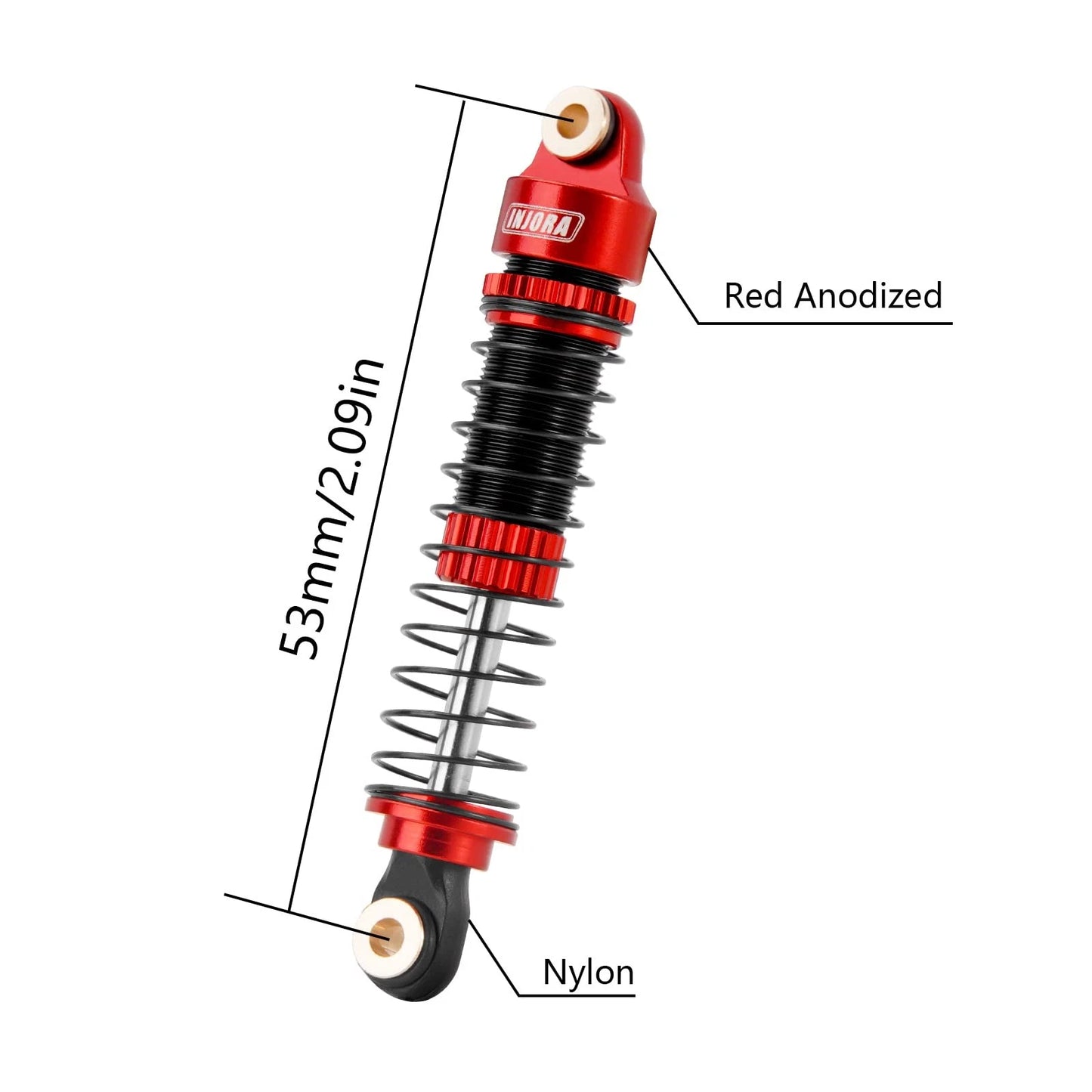 INJORA 53mm 6g Each Shocks- Absorber Oil Threaded Damper for TRX4M Small, Red
