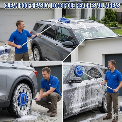 Wontolf 62'' Car Wash Brush Kit with Long Handle, Chenille 9P, Blue-7pcs