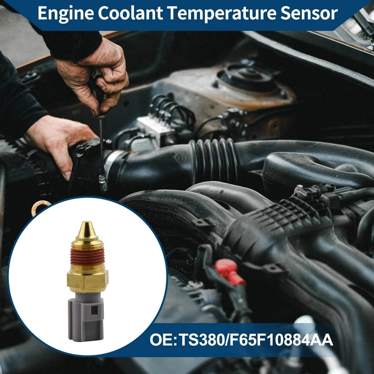 Temperature Sensor F65Z-10884-AA Replacement Part for Ford F-150 4.6L V8 Engine