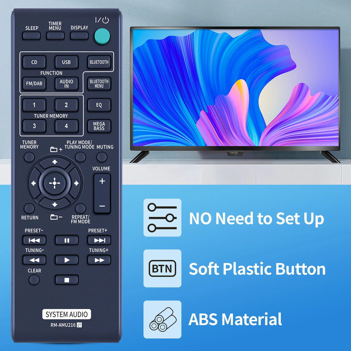 RM-AMU216 Remote Control For Sony Audio Micro System CMT-SBT20 HCD-SBT20