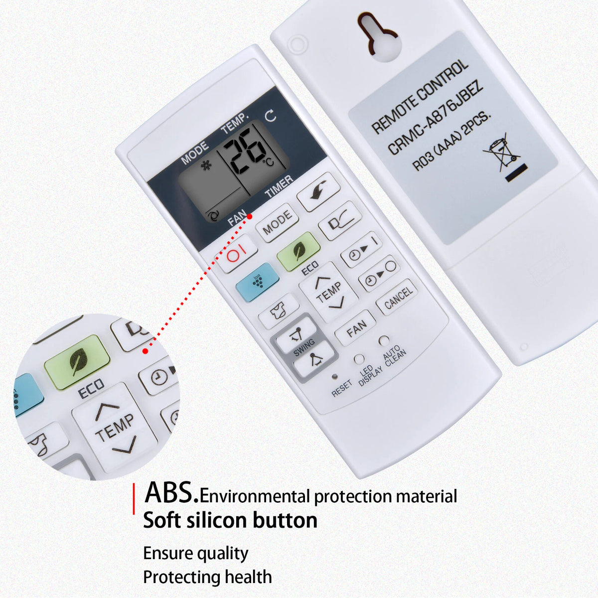 Replacement Remote Control For Sharp Air Conditioner CRMC-A876JBEZ