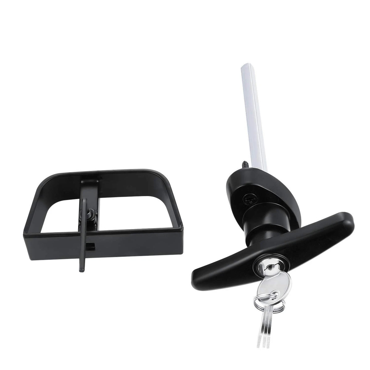 QANVEE Shed Door Latch T-Handle Lock Kit with 4 4-1/2 Inch Stem, Black