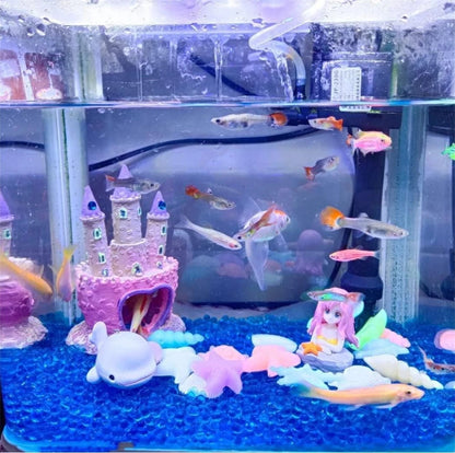 Small Cartoon Aquarium Castle Decor, Fish Tank Fairy Pink Hide