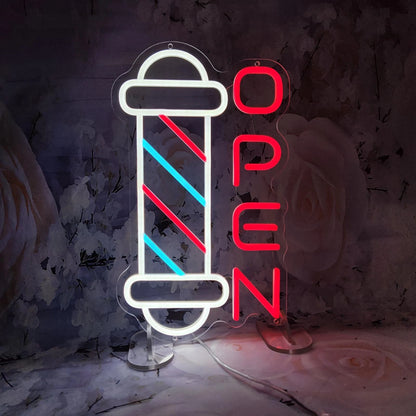 Barber Shop Neon Signs for Wall Decor 40 cm x 23.7 cm, open-28-1-FBM