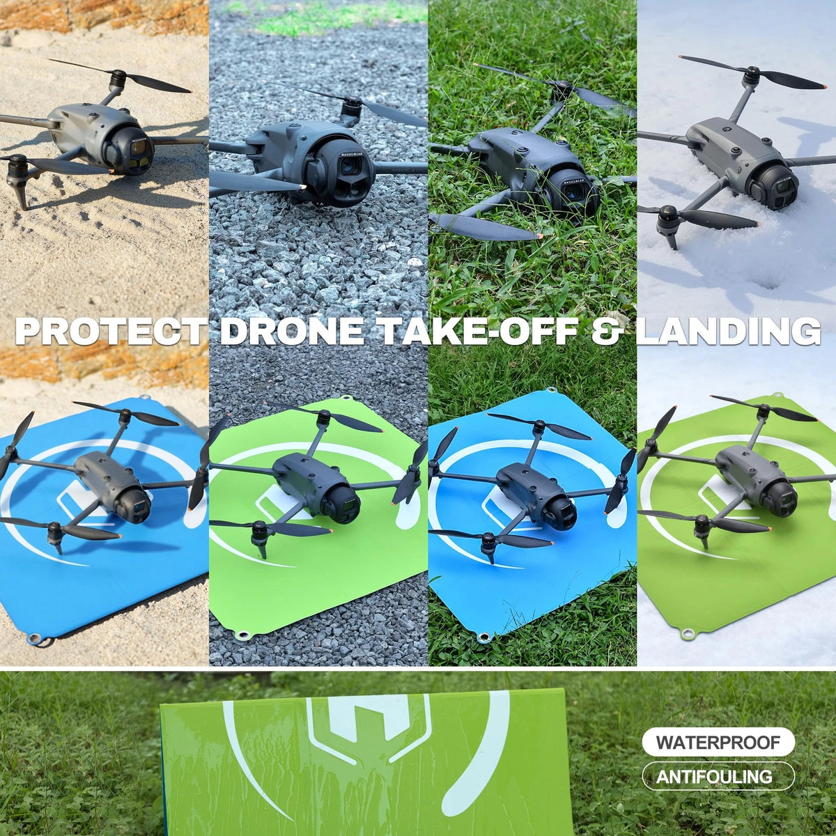 Drone Landing Pad Weighted Foldable for DJI 22in/55cm, Blue-Green