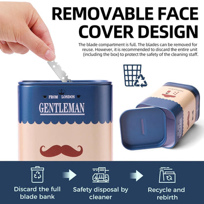 Razor Disposal Container + 500 Single Edge Blades, 4.2" x 3" x 3", Blue