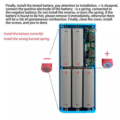 Blue DIY Power Bank Box 5*21700 Battery Charger Case PD22.5W Fast Charging Box E