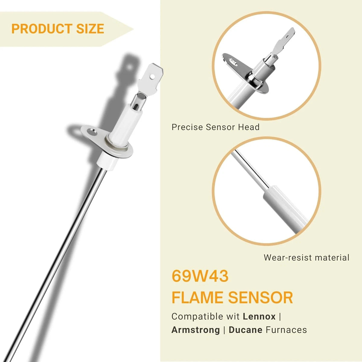 Upgraded Replacement Furnace Flame Sensor Fits Lennox 52W2901