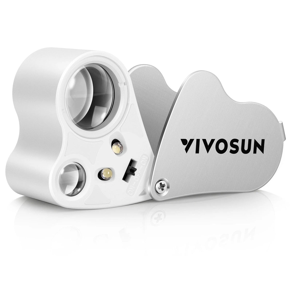 VIVOSUN 30X 60X Illuminated Jewelers Loupe Foldable Magnifier with 46, White