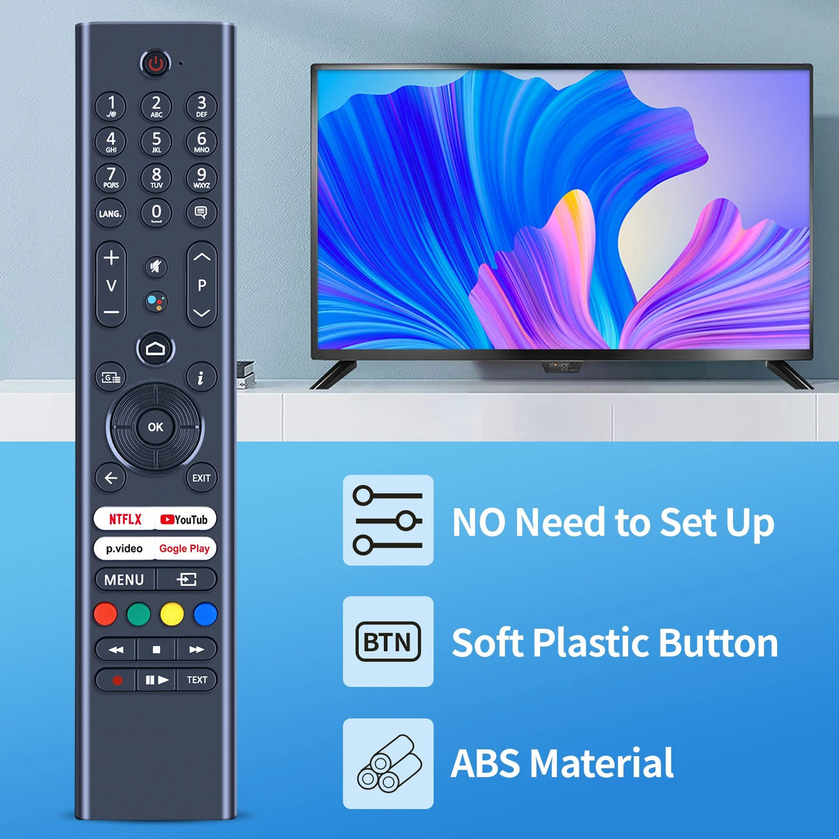 Replacement Remote Control For JVC QLED TV 32 Inch TV LT-32VQF545A No Voice
