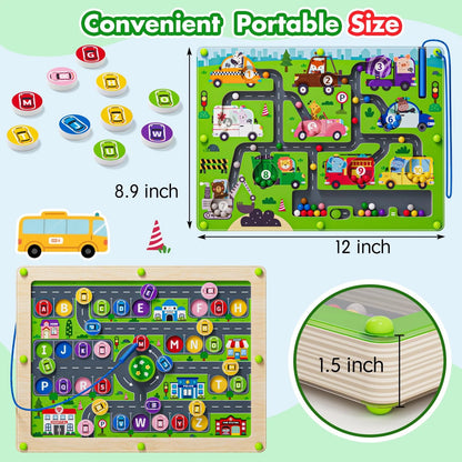 Magnetic Maze 2 in 1 Double Side Color and Number Alphabet One Size, Car