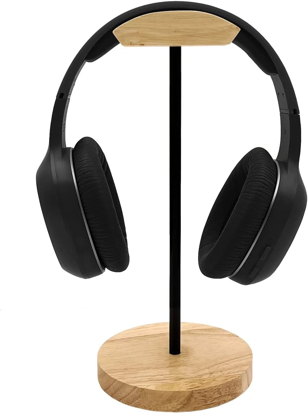 Headphone Stand Nature Wood & Aluminum Headset Hanger Mount Hook Black, Brown