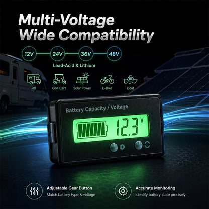 12V 24V 36V 48V Battery Capacity Indicator Reverse Polarity Protection Pre-Wired