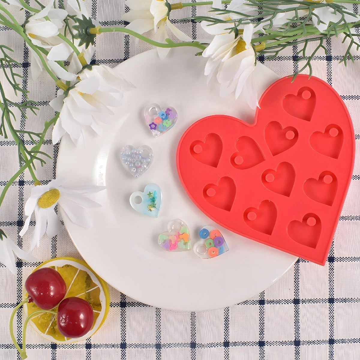 2x DIY Silicone Keychain Mold Handmade Jewelry Hanging Epoxy Resin Casting Mould