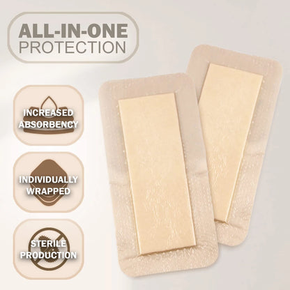 EVERLIT Care Silicone Foam Dressing with Adhesive 2" x 5" | 10 Pack, White