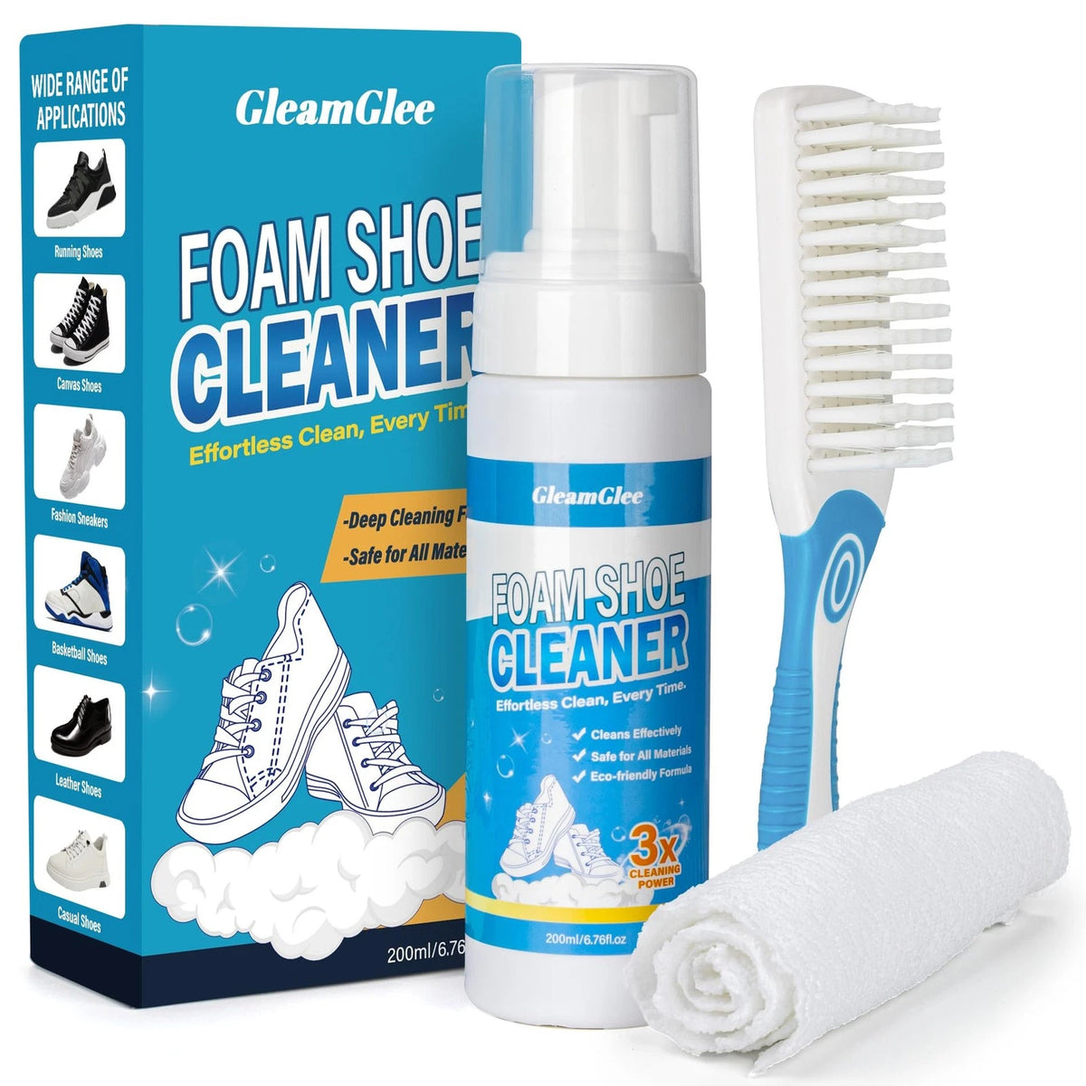 GleamGlee Shoe Cleaner 6.76 oz – Deep-Cleaning Sneaker Oz, Blue