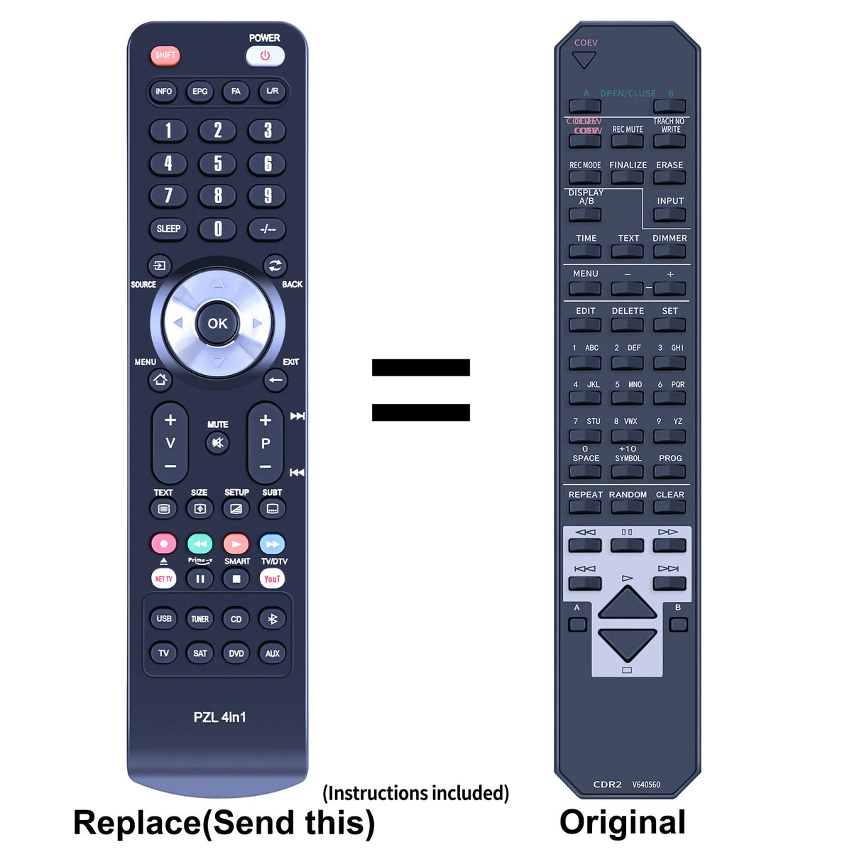 Replacement Remote Control For Yamaha CDR2 V640560 CDR-D651 CD Recorder