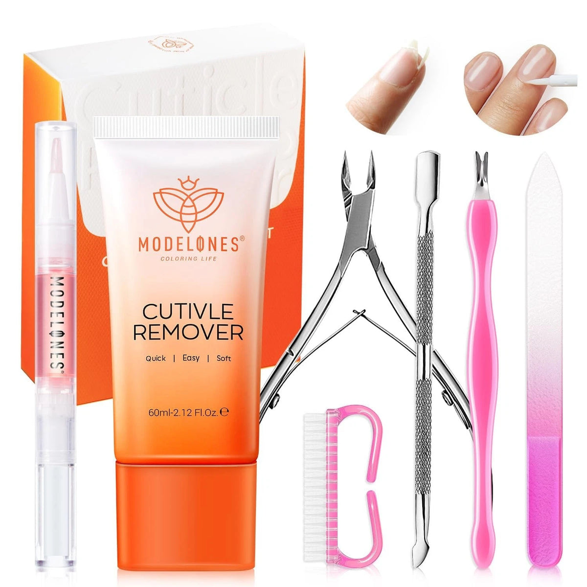 Modelones Cuticle Remover Kit 1 Count(Pack of 1 ), A1-Orange