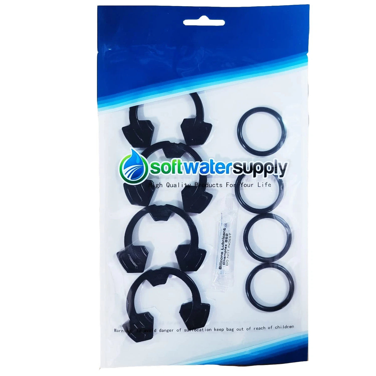Water Softener Clips and O-Rings Kit for 1'' Softeners - (4) pn Black