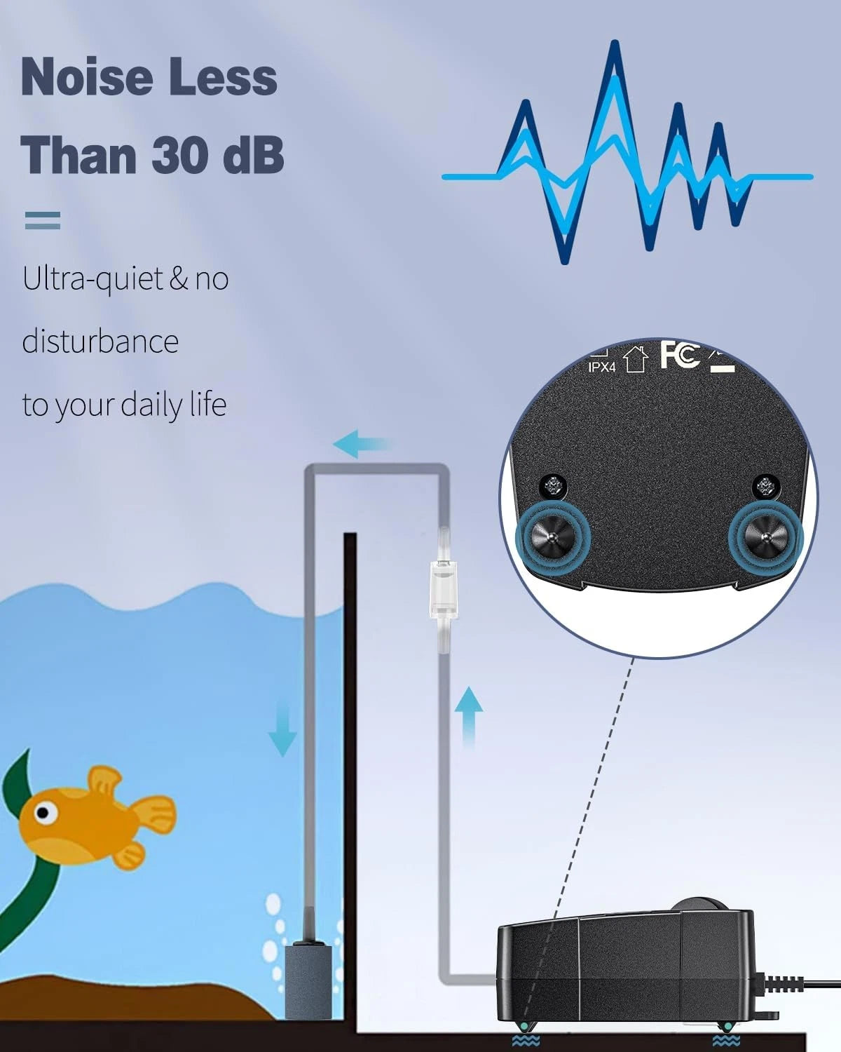 Pawfly Aquarium Air Pump Oxygen for 10-200 Gallon Fish 10-60 gal, Black