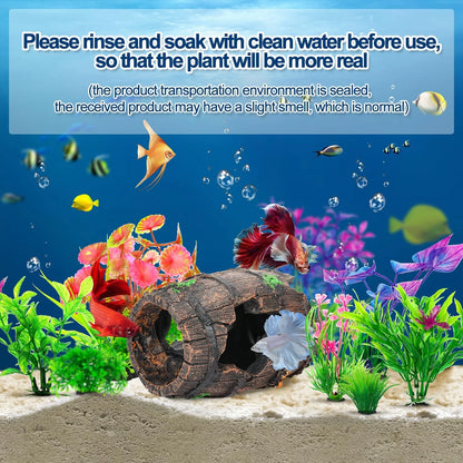 CousDUoBe Fish Broken Barrel Decor Tank Decorations Betta 9 Pcs, Brown