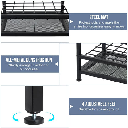 Garden Tool Organizer Holds 50 Long-Handled Corner Organizer, Black