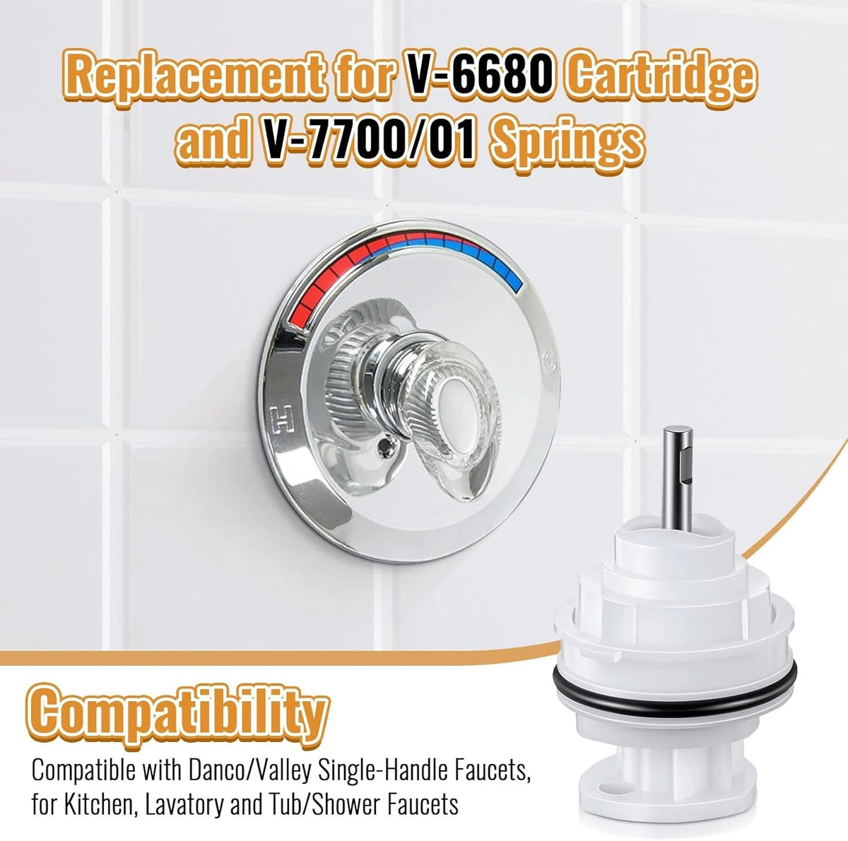 Enhon Shower Faucets Cartridge Replacement for V-6680 V-7700/01, White