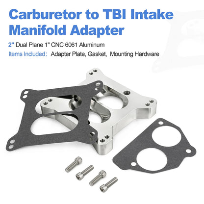 2" Dual Plane Carburetor Adapter for TBI Intake Manifold Fits Holley & Edelbrock